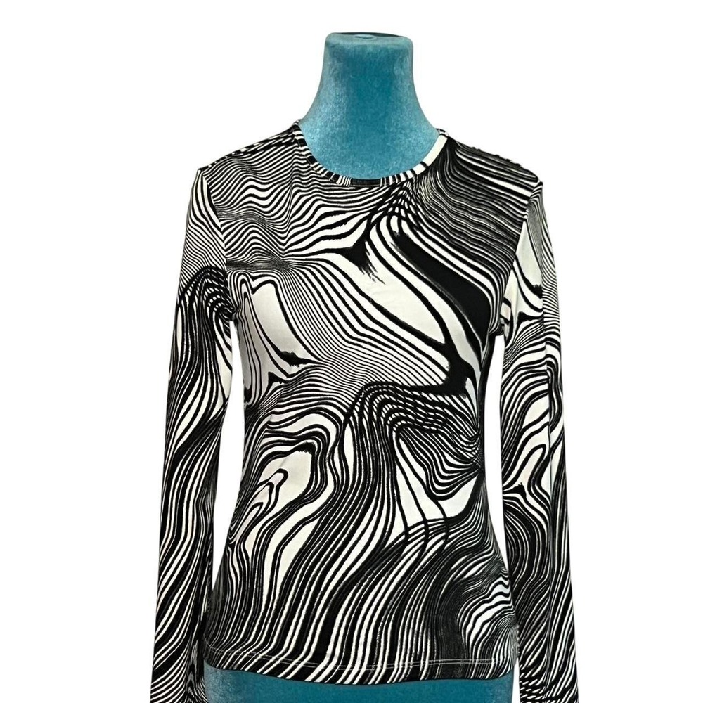 Classiques Entier Vintage Y2K Womens Psychedelic Wave Top Black White